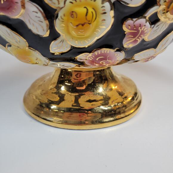 Vintage S A Leart Co‎ Elpa Alcobça Porcelain Serving Bowl 1930s Floral 24k Gold - Picture 7 of 14